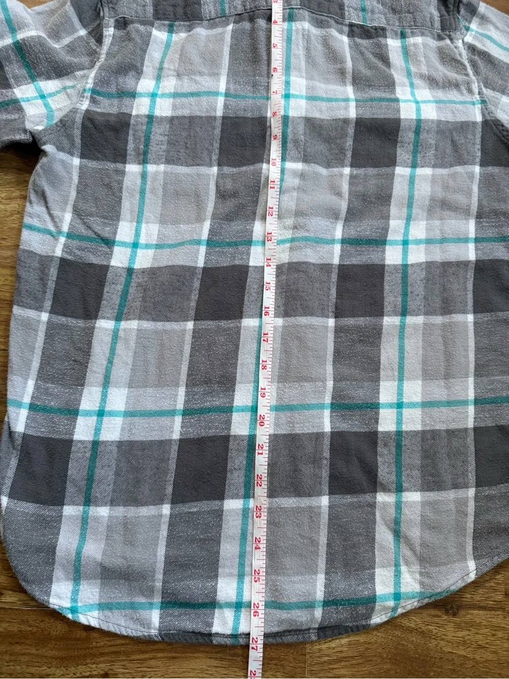 American Rag Gray, White & Teal Plaid Button-Down Shirt